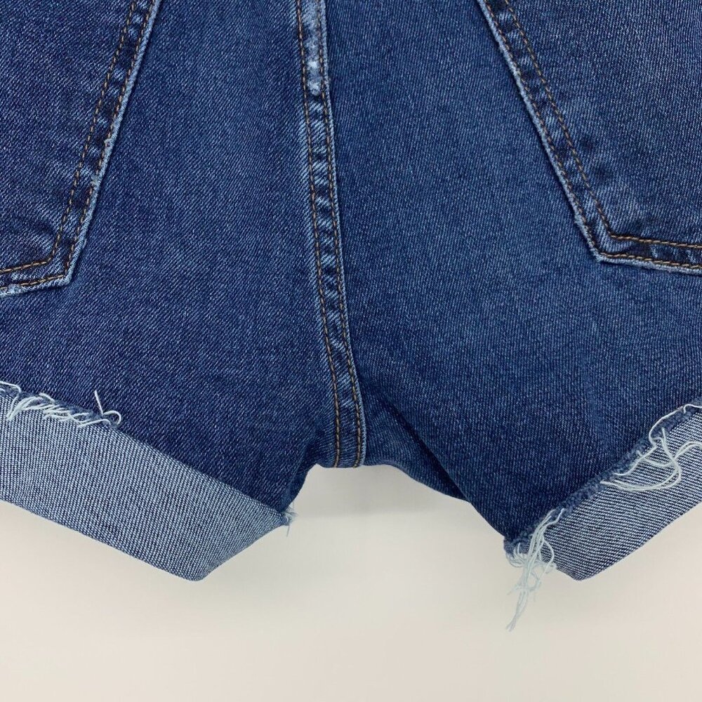 Express Denim Shorts Relaxed Low Rise Shortie Blue Jean Cuffed - Picture 7 of 10